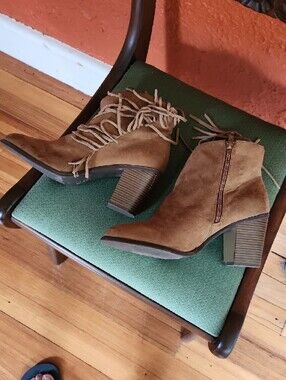 Forever 21 Suede Fringe Ankle Boots - Brown